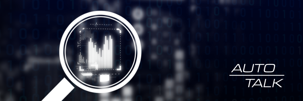 Magnifying glass hovering over a data chart